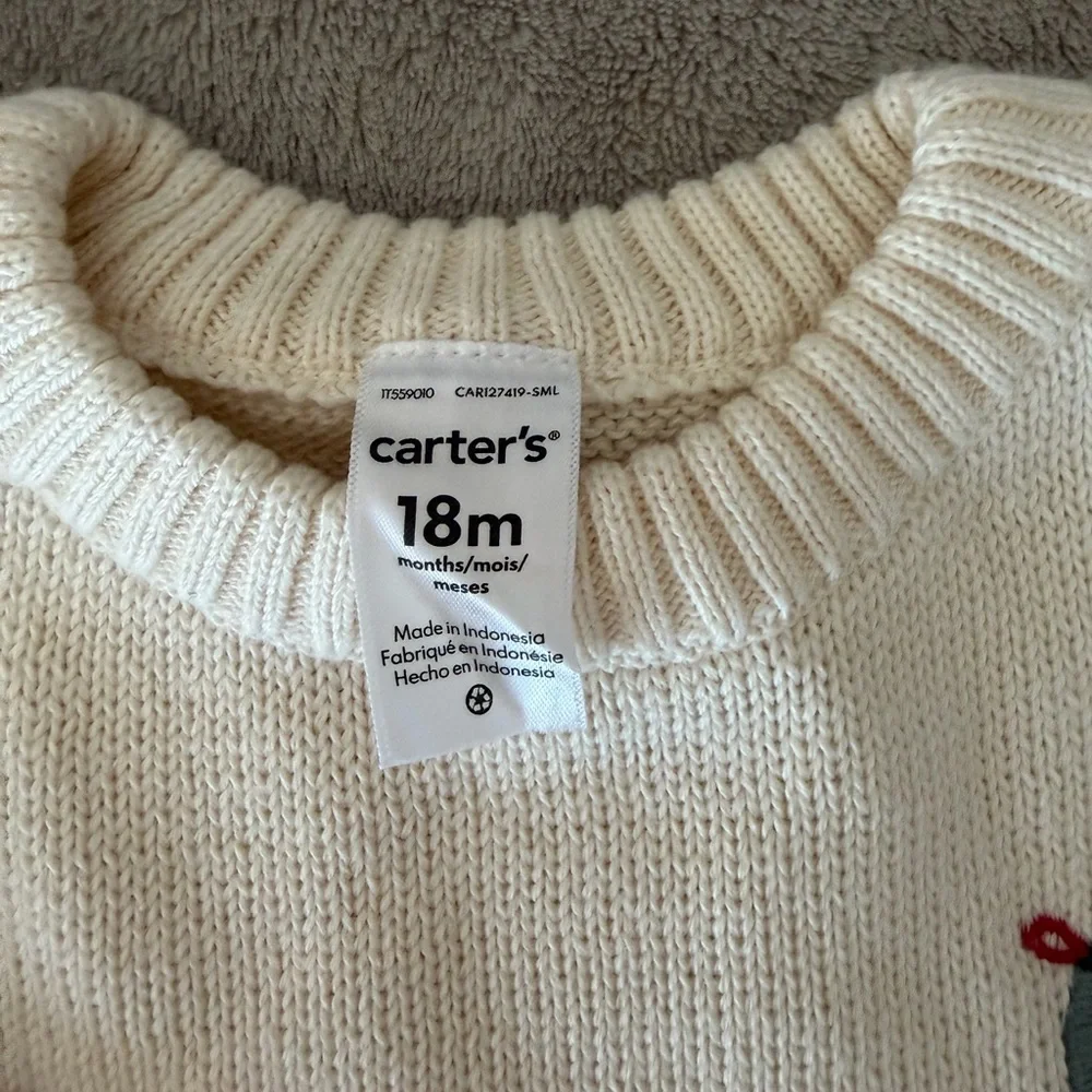 🆕Carter's Cream Embroidered Sweater nwt